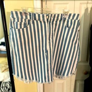 William Rast Blue and White Striped Mini Skirt